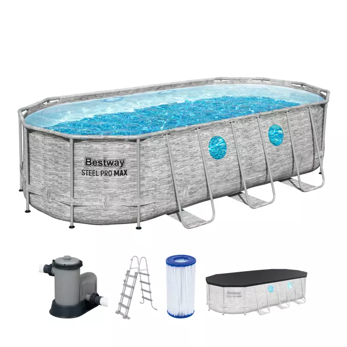 Каркасный бассейн Bestway 56716 BW, Power Steel 549х274х122см - 13430л, фильтр-насос, лестница, тент